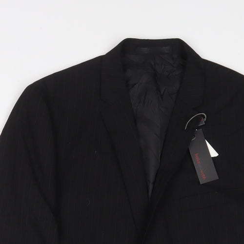 Butler & Web Mens Black Striped Polyester Jacket Suit Jacket Size 36 Regular