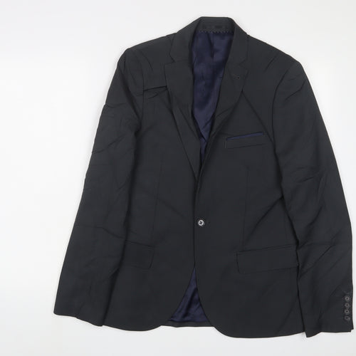 Topman Mens Grey Polyester Jacket Suit Jacket Size 38 Regular