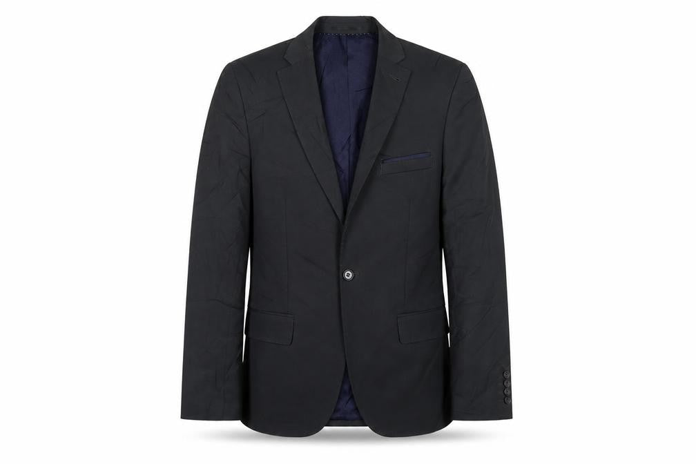 Front view of Topman men’s grey polyester jacket suit jacket, size 38, regular