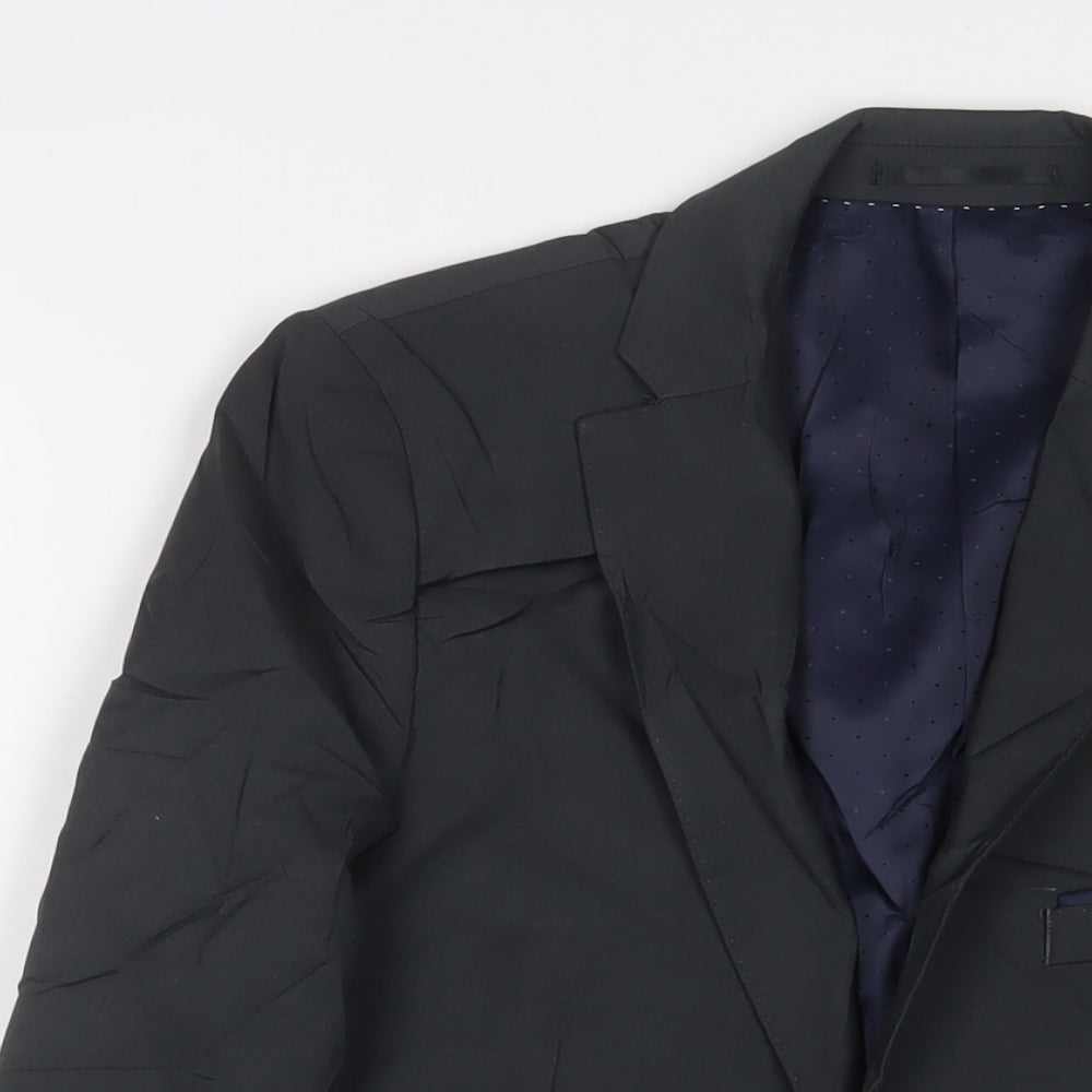 Topman Mens Grey Polyester Jacket Suit Jacket Size 38 Regular