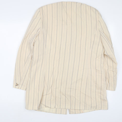 Precis Womens Beige Striped Jacket Blazer Size 16 Button