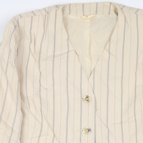 Precis Womens Beige Striped Jacket Blazer Size 16 Button