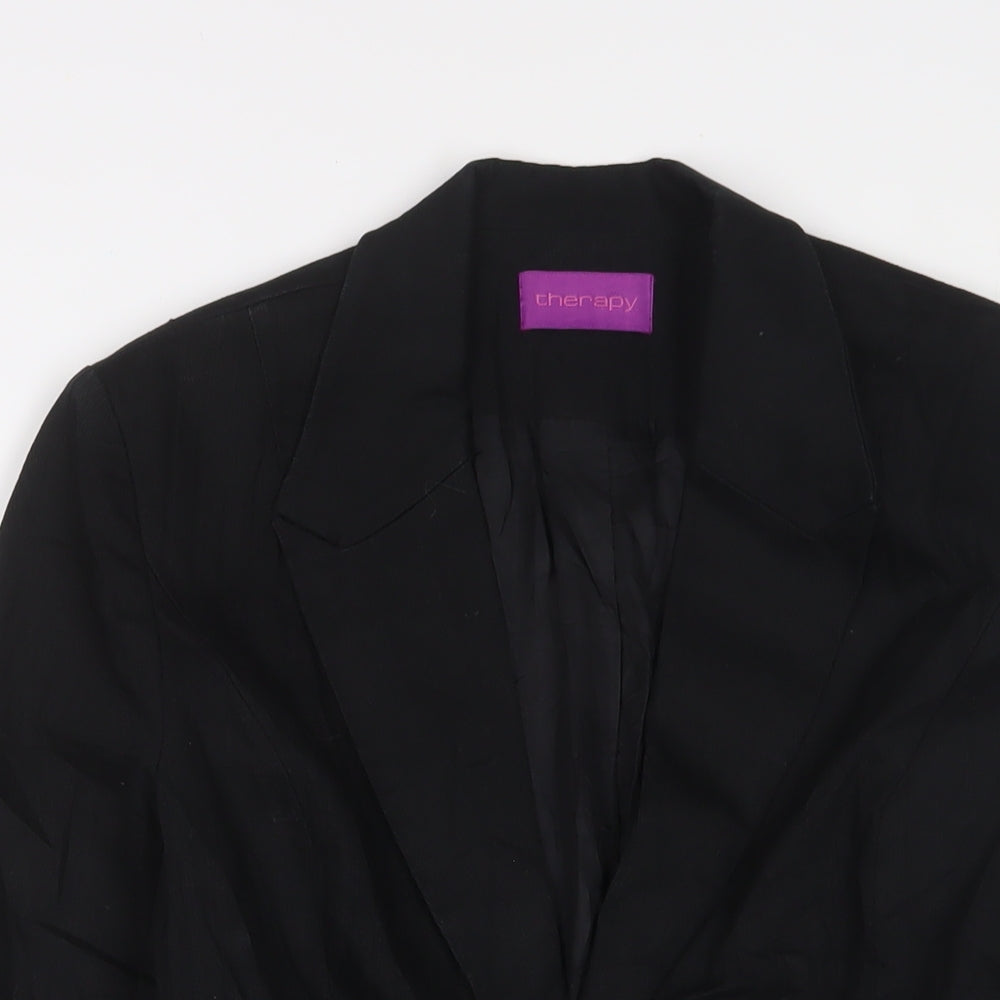 Therapy Womens Black Jacket Blazer Size 12 Button - Embroidered, Sequins
