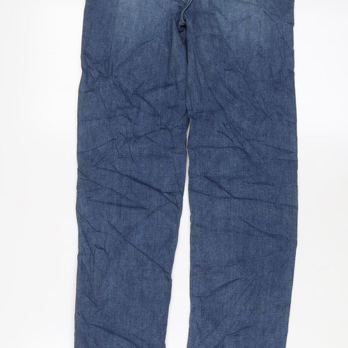 Marks and Spencer Womens Blue Cotton Straight Jeans Size 6 L31 in Regular Zip