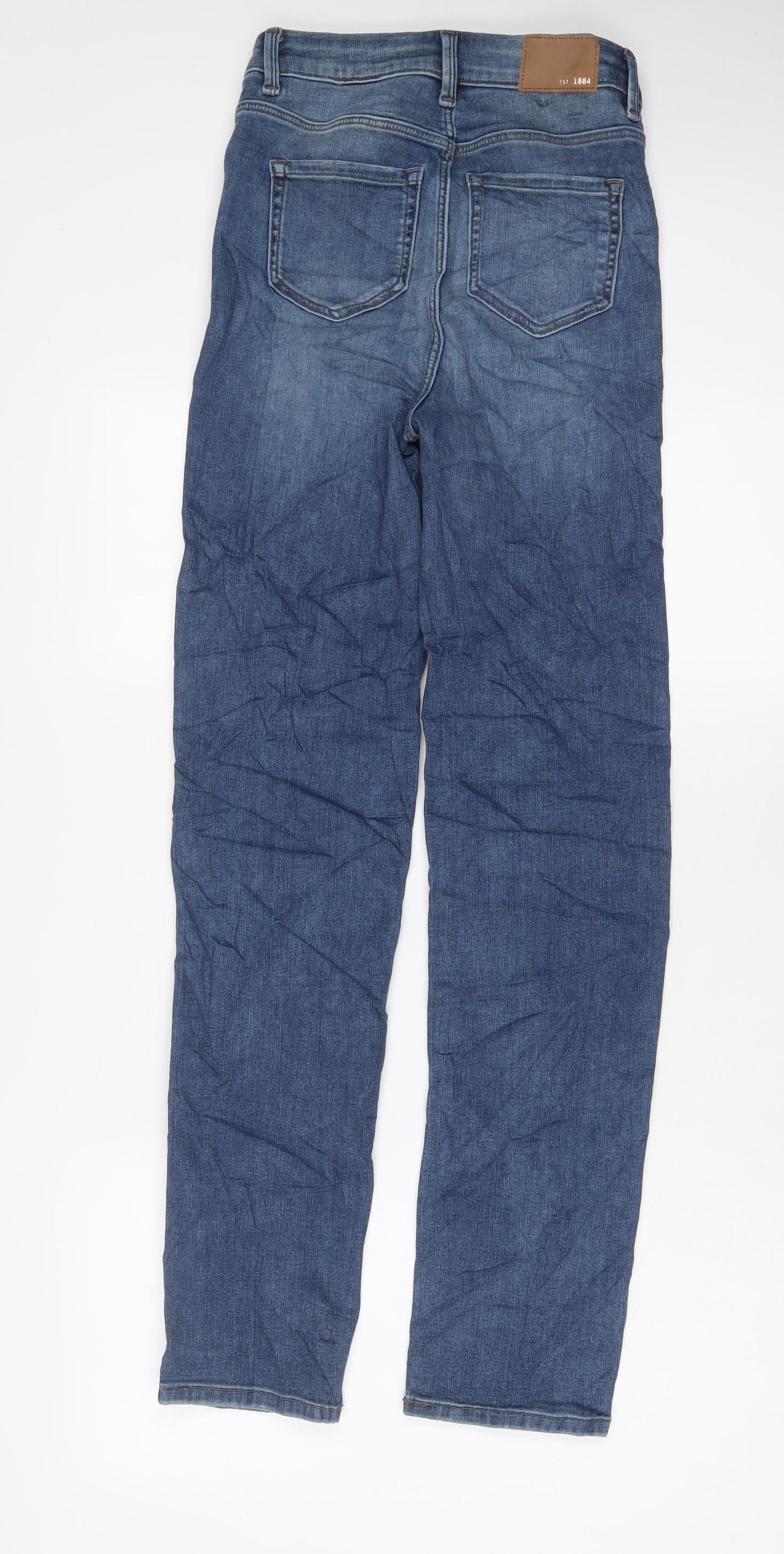Marks and Spencer Womens Blue Cotton Straight Jeans Size 6 L31 in Regular Zip