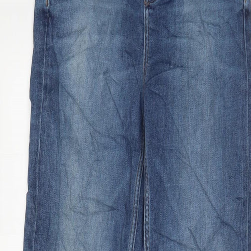 Marks and Spencer Womens Blue Cotton Straight Jeans Size 6 L31 in Regular Zip
