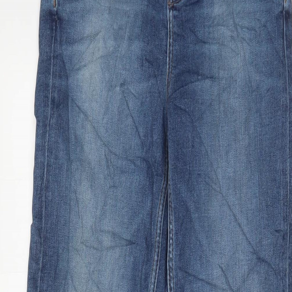 Marks and Spencer Womens Blue Cotton Straight Jeans Size 6 L31 in Regular Zip