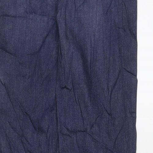 Marks and Spencer Womens Blue Cotton Straight Jeans Size 10 L26 in Regular Zip