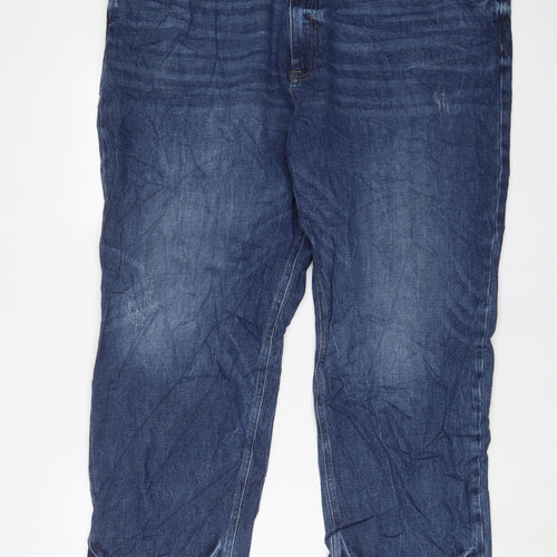 Marks and Spencer Womens Blue Cotton Straight Jeans Size 24 L28 in Regular Zip