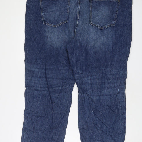Marks and Spencer Womens Blue Cotton Straight Jeans Size 24 L28 in Regular Zip