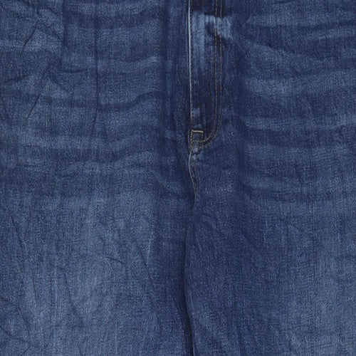 Marks and Spencer Womens Blue Cotton Straight Jeans Size 24 L28 in Regular Zip