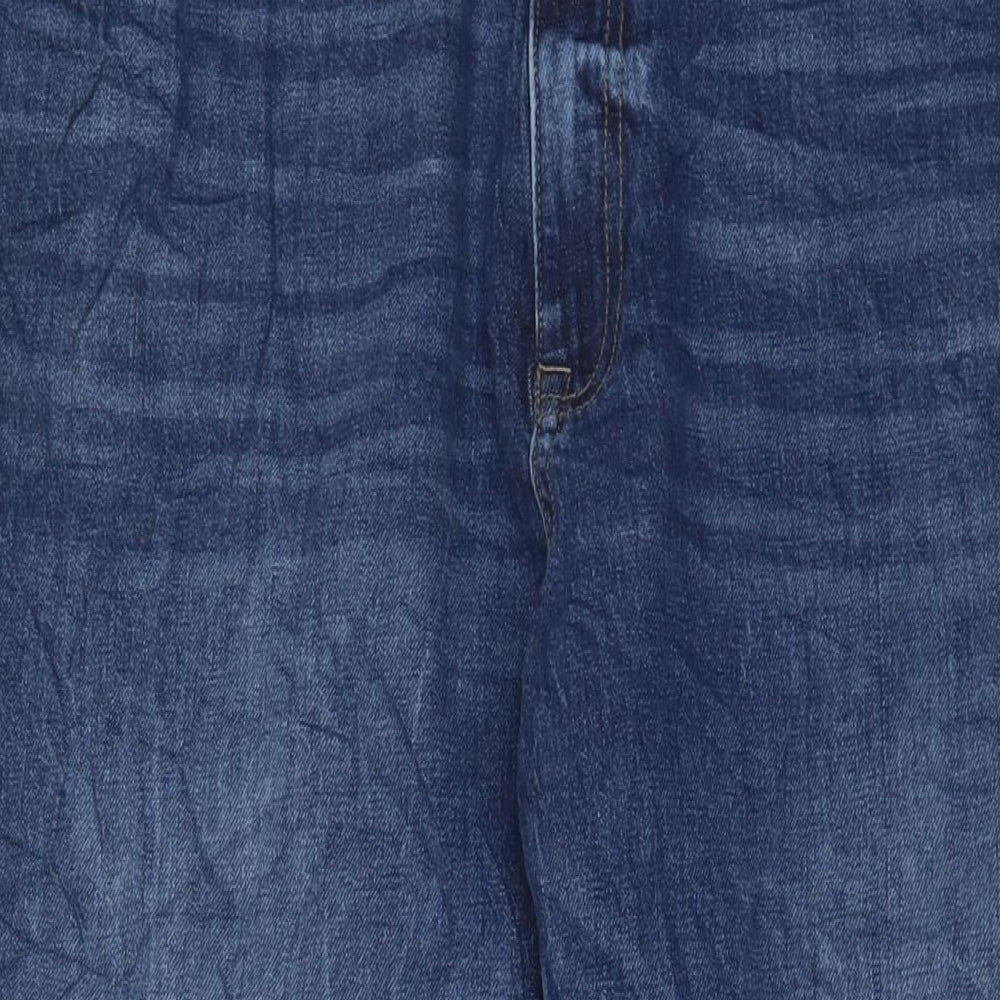 Marks and Spencer Womens Blue Cotton Straight Jeans Size 24 L28 in Regular Zip