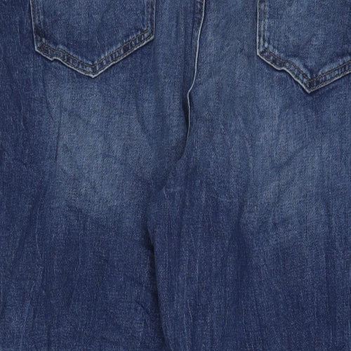 Marks and Spencer Womens Blue Cotton Straight Jeans Size 24 L28 in Regular Zip