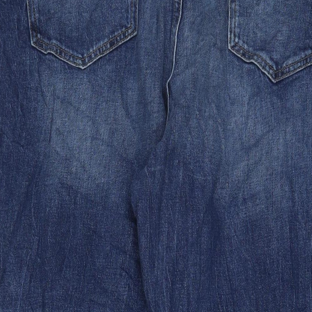 Marks and Spencer Womens Blue Cotton Straight Jeans Size 24 L28 in Regular Zip