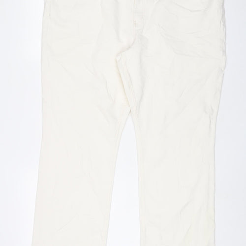 Marks and Spencer Womens White Cotton Bootcut Jeans Size 24 L30 in Regular Zip