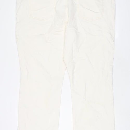 Marks and Spencer Womens White Cotton Bootcut Jeans Size 24 L30 in Regular Zip