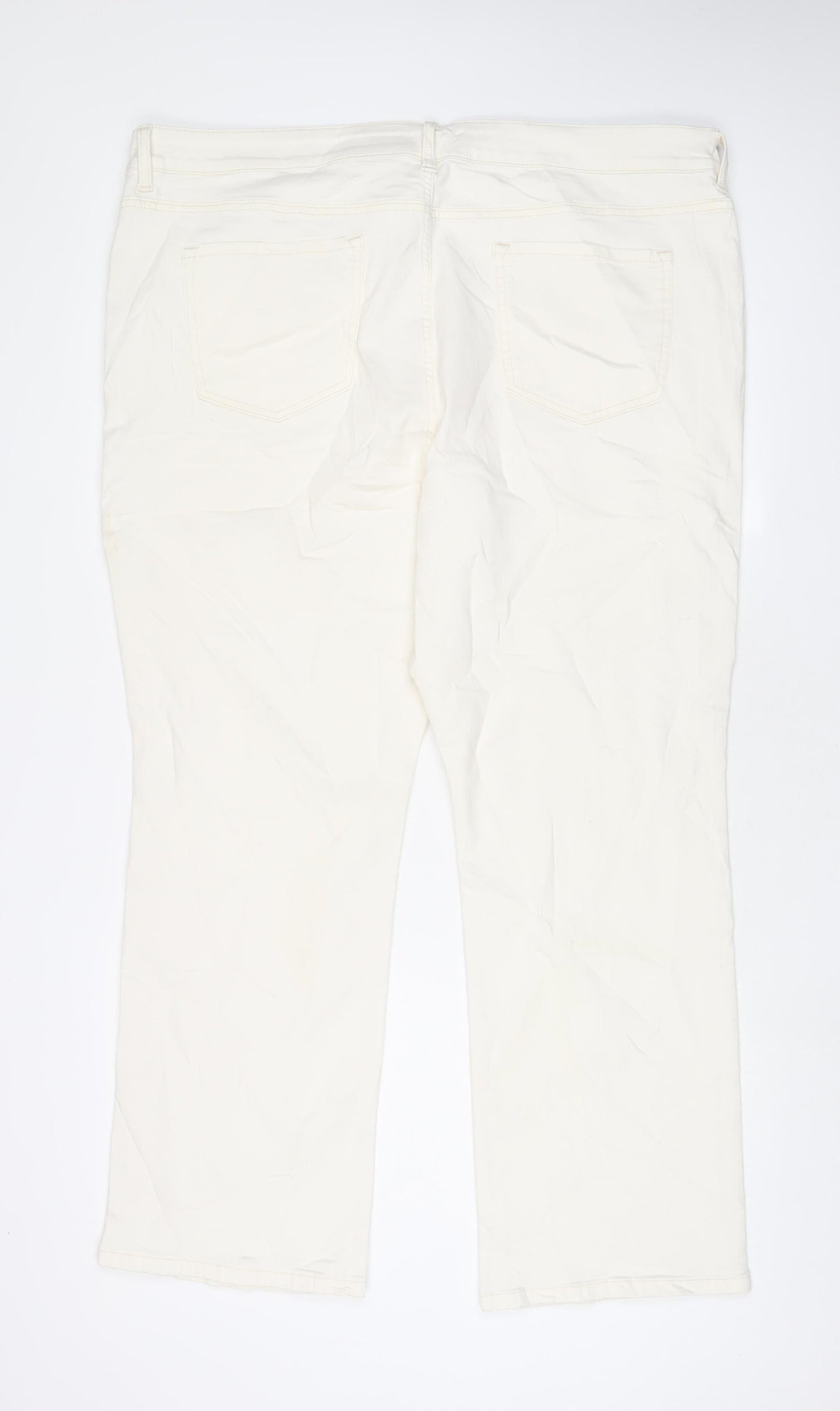 Marks and Spencer Womens White Cotton Bootcut Jeans Size 24 L30 in Regular Zip