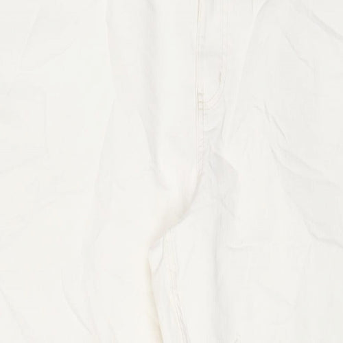 Marks and Spencer Womens White Cotton Bootcut Jeans Size 24 L30 in Regular Zip