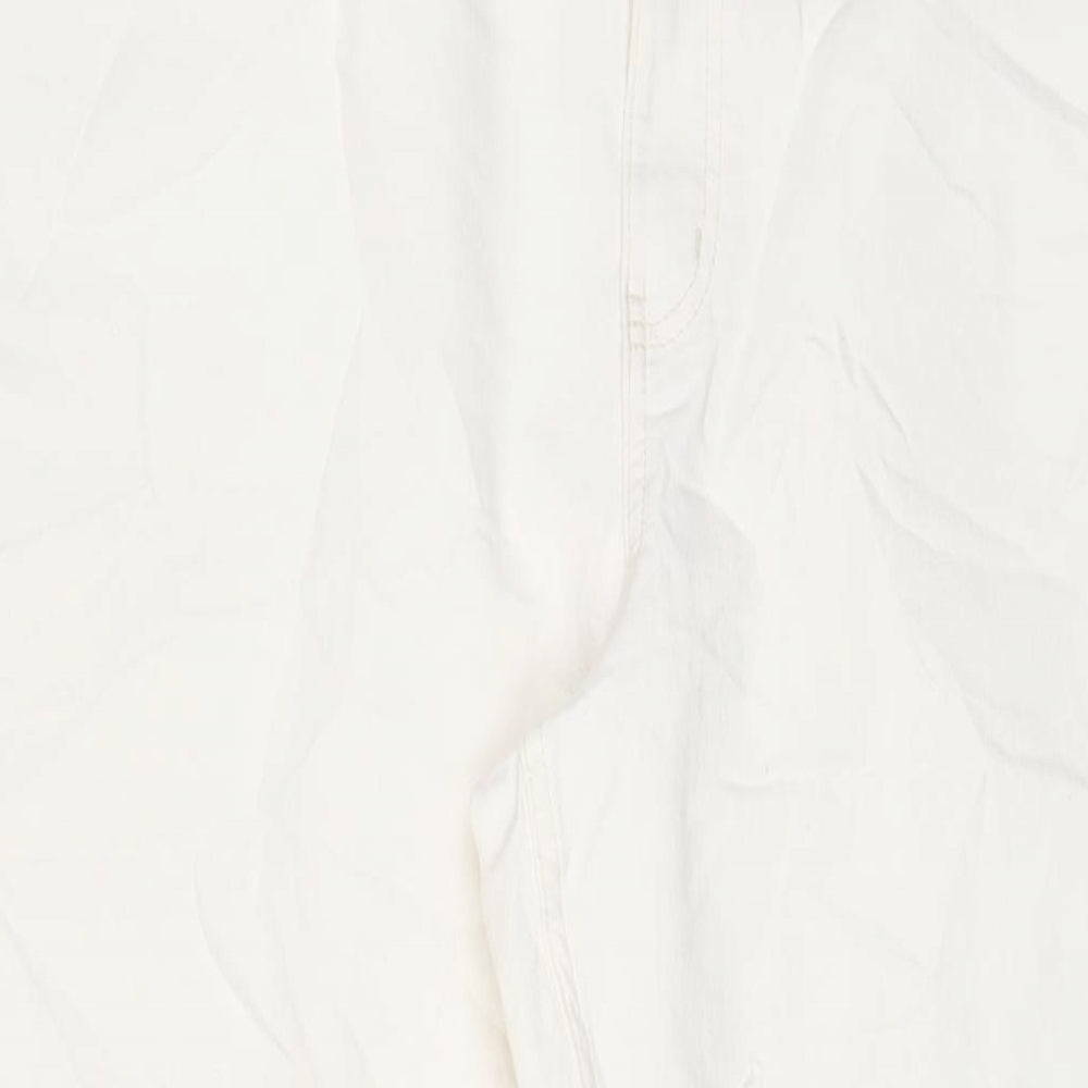 Marks and Spencer Womens White Cotton Bootcut Jeans Size 24 L30 in Regular Zip