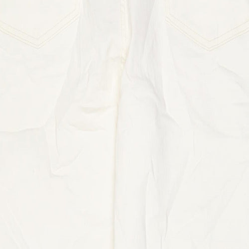Marks and Spencer Womens White Cotton Bootcut Jeans Size 24 L30 in Regular Zip