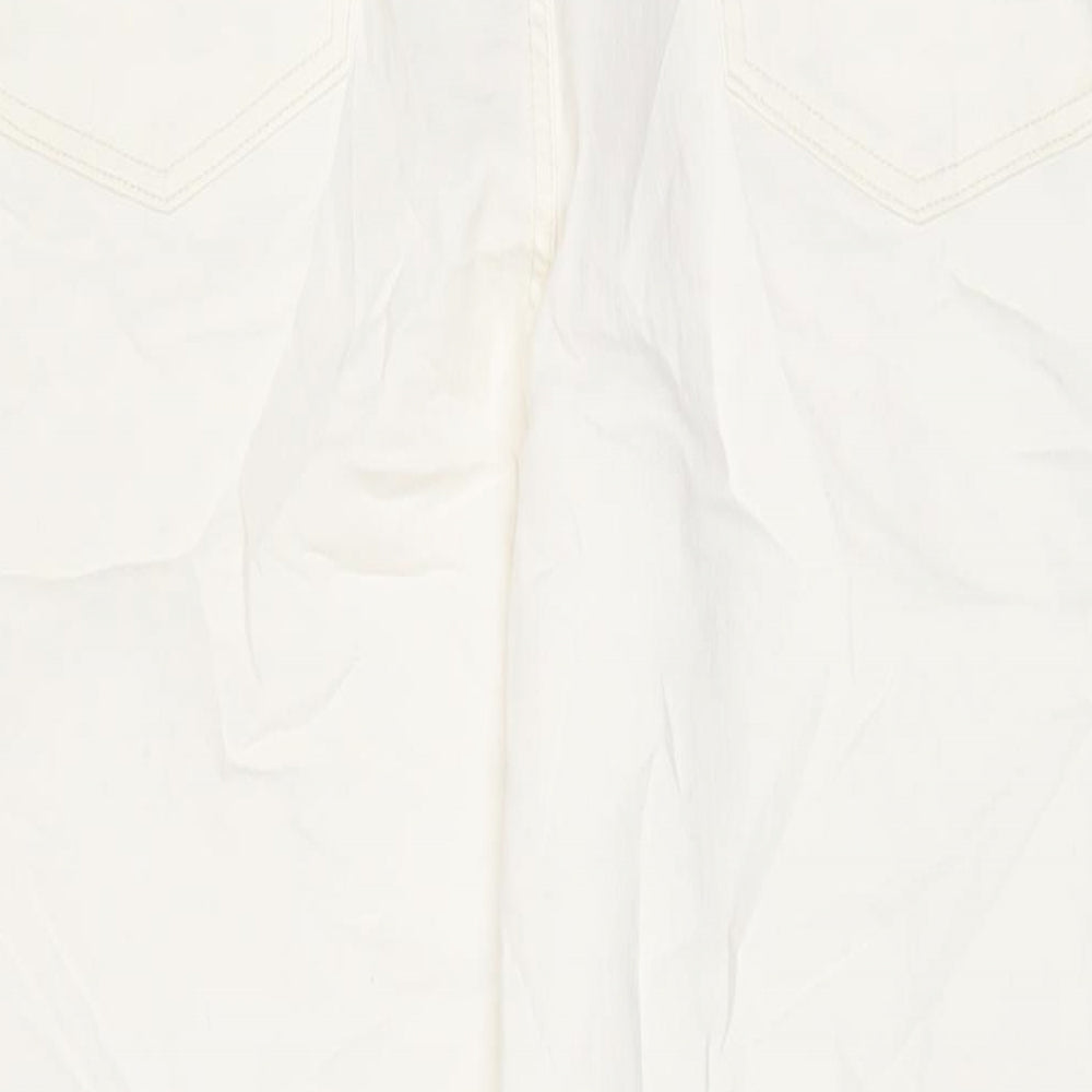 Marks and Spencer Womens White Cotton Bootcut Jeans Size 24 L30 in Regular Zip