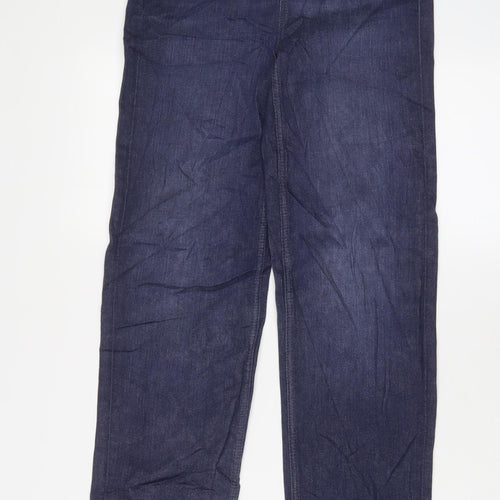 Marks and Spencer Womens Blue Cotton Straight Jeans Size 6 L29 in Regular Zip