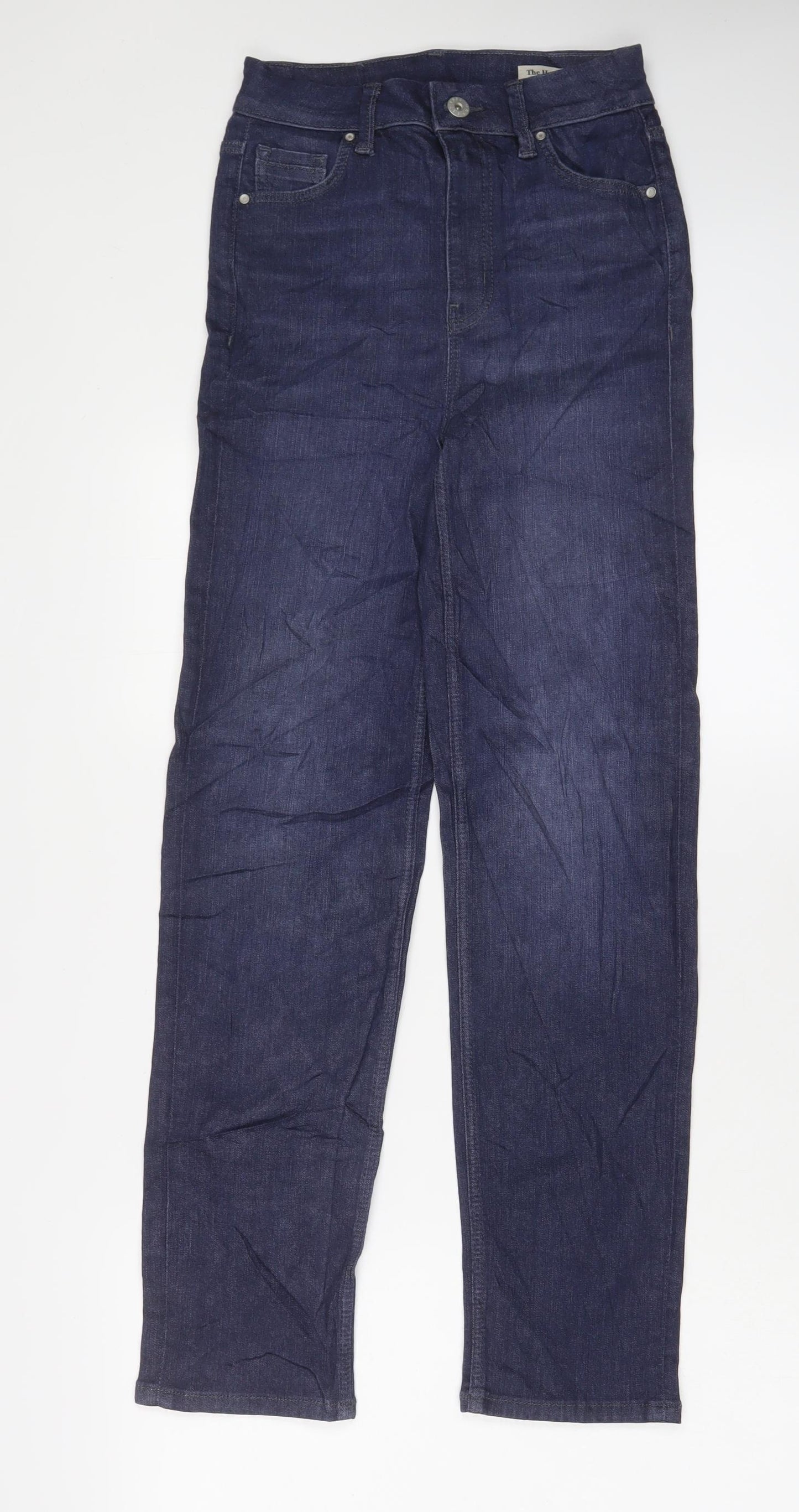 Marks and Spencer Womens Blue Cotton Straight Jeans Size 6 L29 in Regular Zip