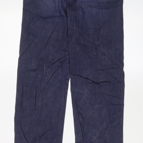 Marks and Spencer Womens Blue Cotton Straight Jeans Size 6 L29 in Regular Zip