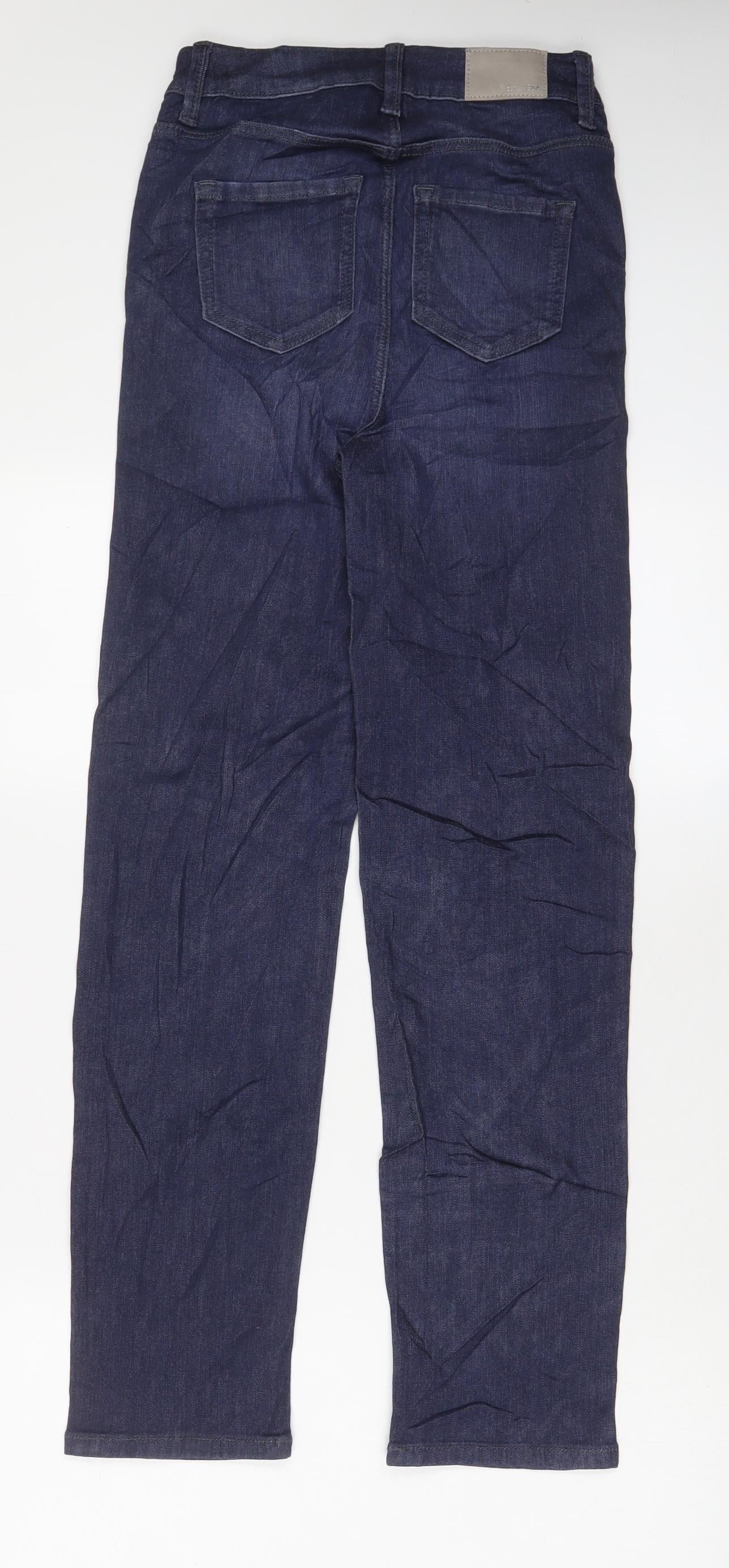 Marks and Spencer Womens Blue Cotton Straight Jeans Size 6 L29 in Regular Zip