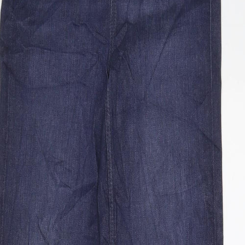 Marks and Spencer Womens Blue Cotton Straight Jeans Size 6 L29 in Regular Zip
