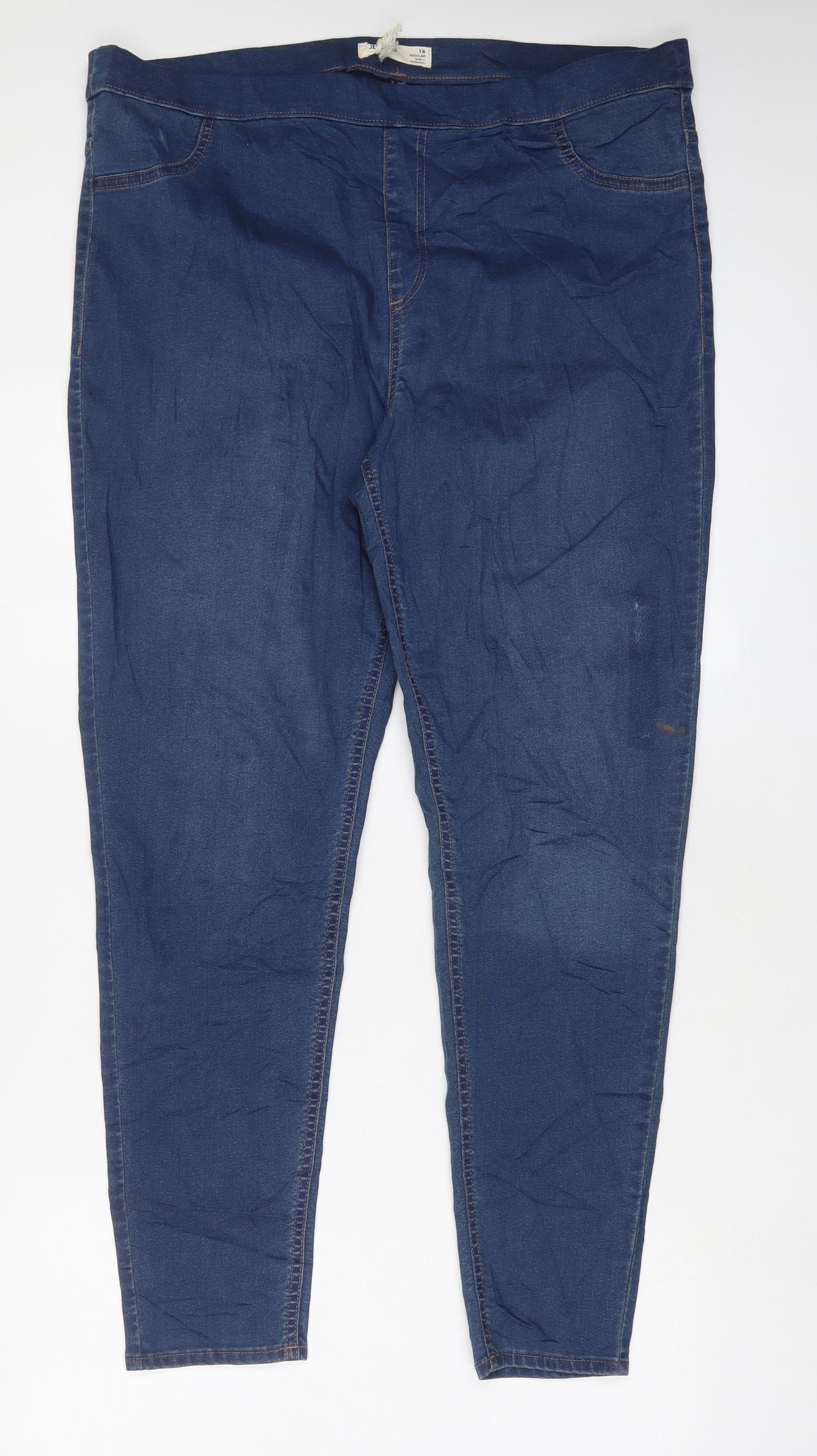 Marks and Spencer Womens Blue Cotton Jegging Jeans Size 18 L30 in Regular
