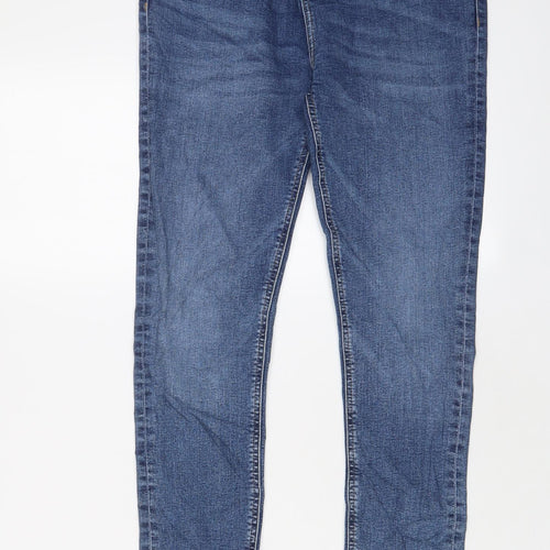Marks and Spencer Girls Blue Cotton Skinny Jeans Size 12-13 Years L26 in Regular Button