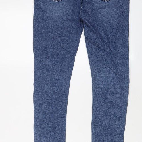 Marks and Spencer Girls Blue Cotton Skinny Jeans Size 12-13 Years L26 in Regular Button