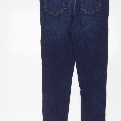 Marks and Spencer Womens Blue Cotton Skinny Jeans Size 10 L27 in Regular Zip