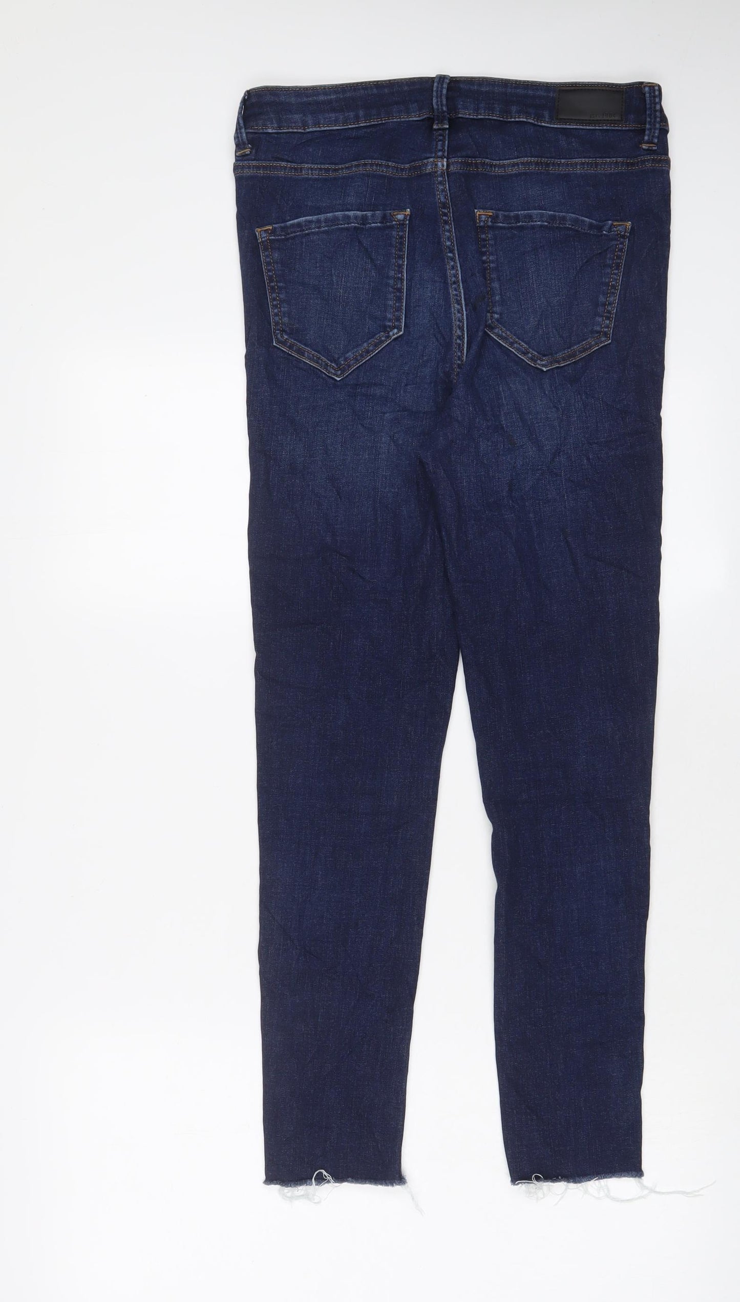 Marks and Spencer Womens Blue Cotton Skinny Jeans Size 10 L27 in Regular Zip