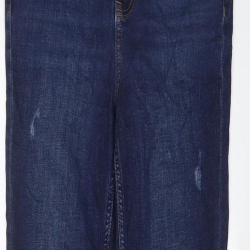 Marks and Spencer Womens Blue Cotton Skinny Jeans Size 10 L27 in Regular Zip