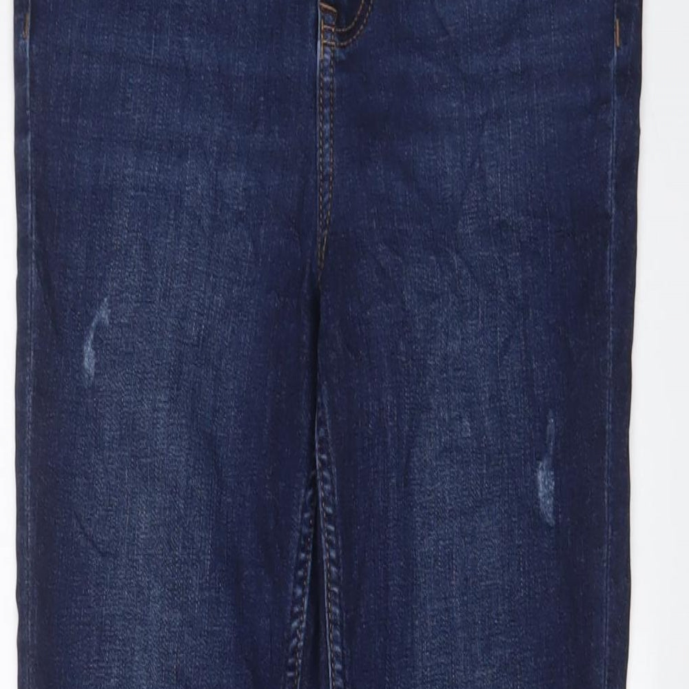 Marks and Spencer Womens Blue Cotton Skinny Jeans Size 10 L27 in Regular Zip