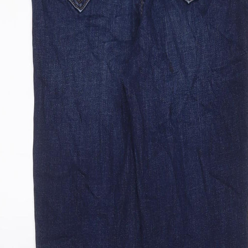 Marks and Spencer Womens Blue Cotton Skinny Jeans Size 10 L27 in Regular Zip