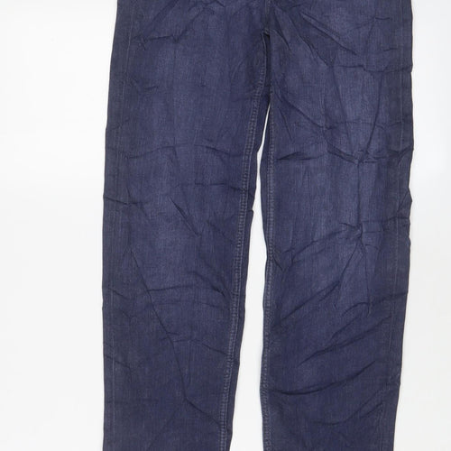 Marks and Spencer Womens Blue Cotton Straight Jeans Size 6 L26 in Regular Zip