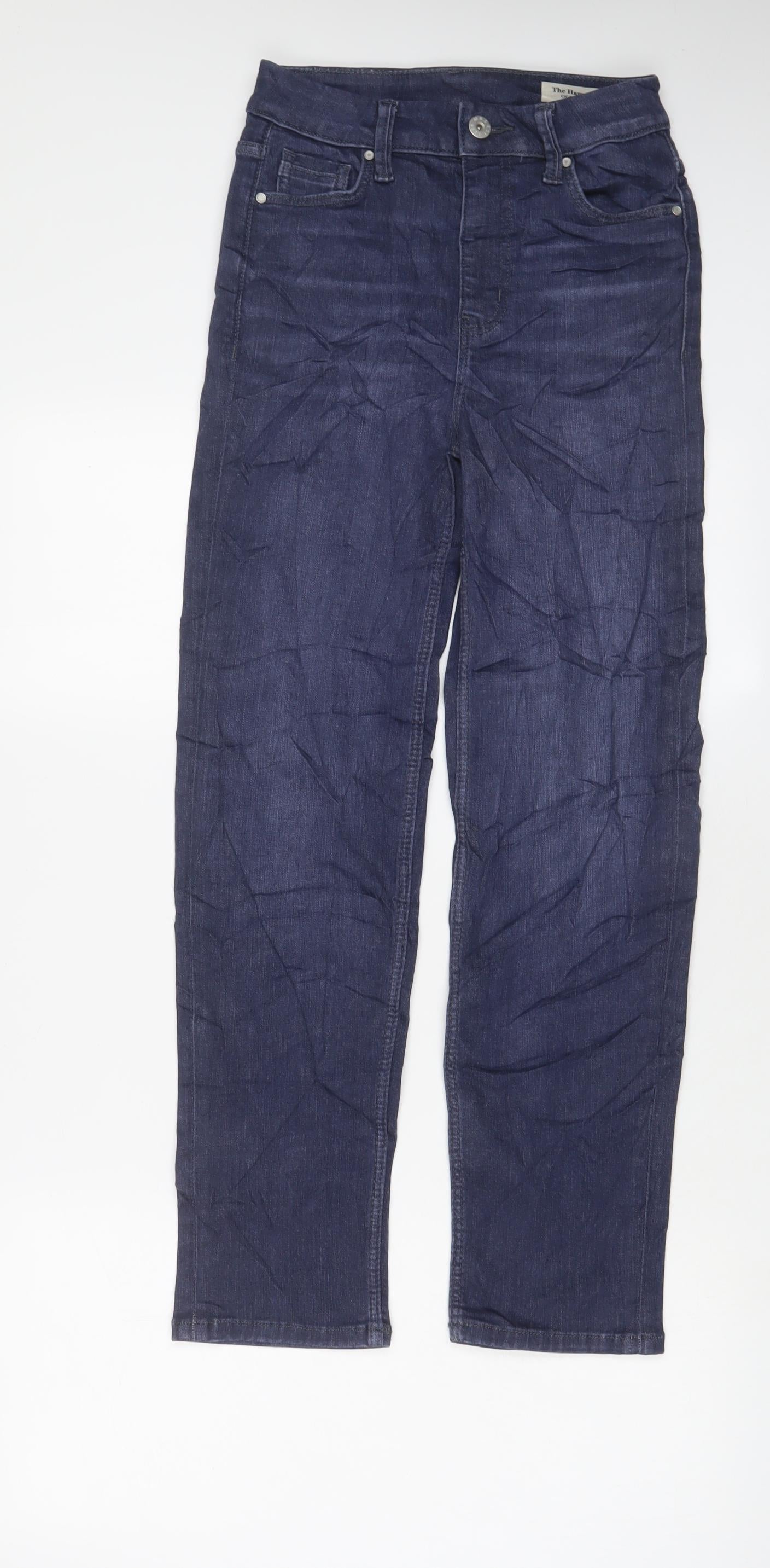 Marks and Spencer Womens Blue Cotton Straight Jeans Size 6 L26 in Regular Zip