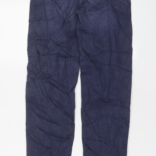 Marks and Spencer Womens Blue Cotton Straight Jeans Size 6 L26 in Regular Zip