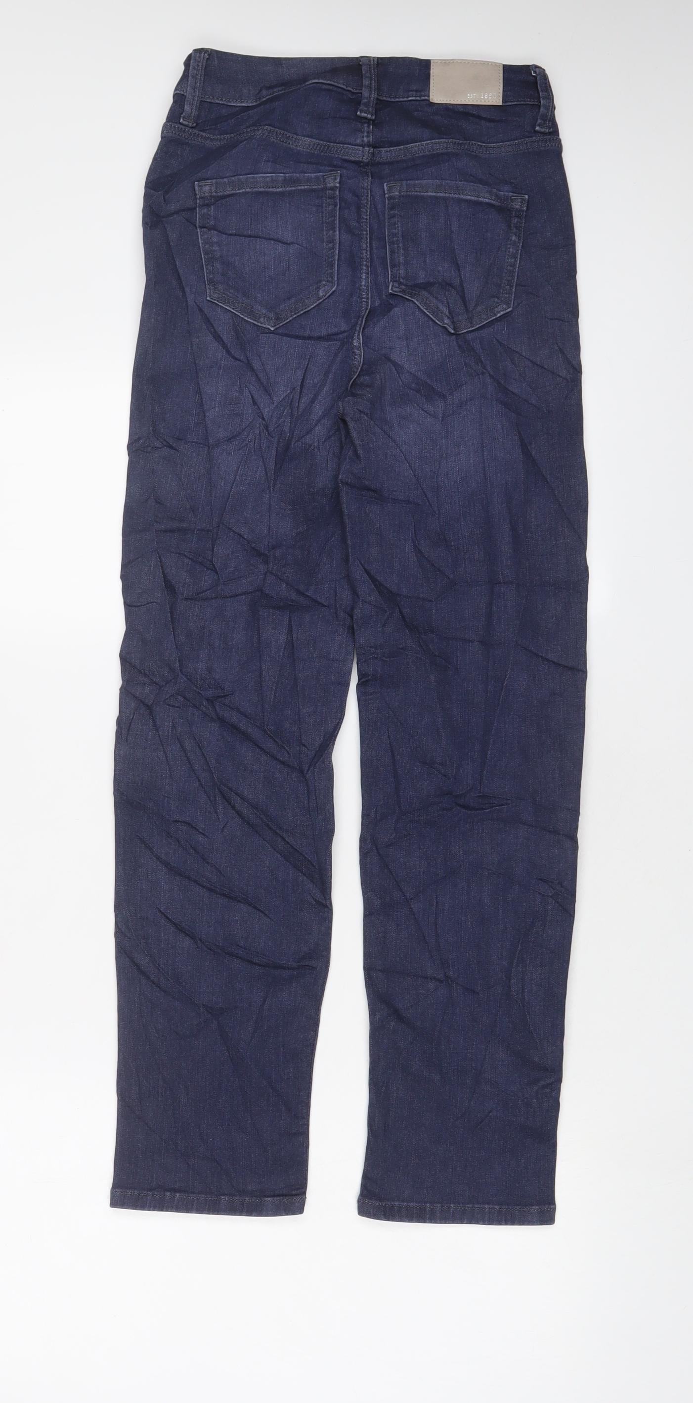 Marks and Spencer Womens Blue Cotton Straight Jeans Size 6 L26 in Regular Zip