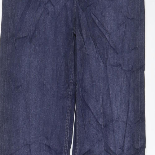 Marks and Spencer Womens Blue Cotton Straight Jeans Size 6 L26 in Regular Zip