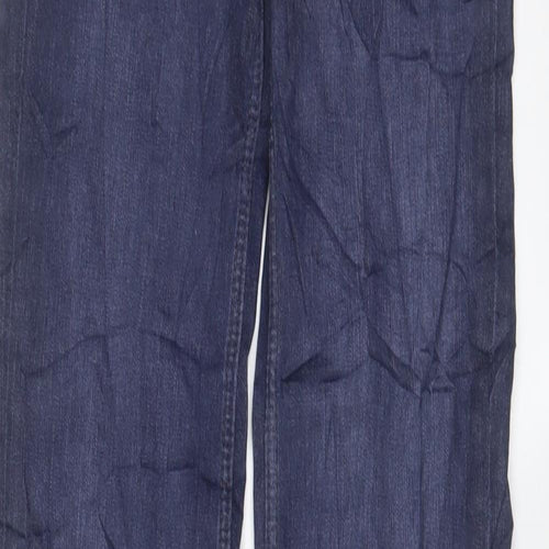 Marks and Spencer Womens Blue Cotton Straight Jeans Size 6 L26 in Regular Zip