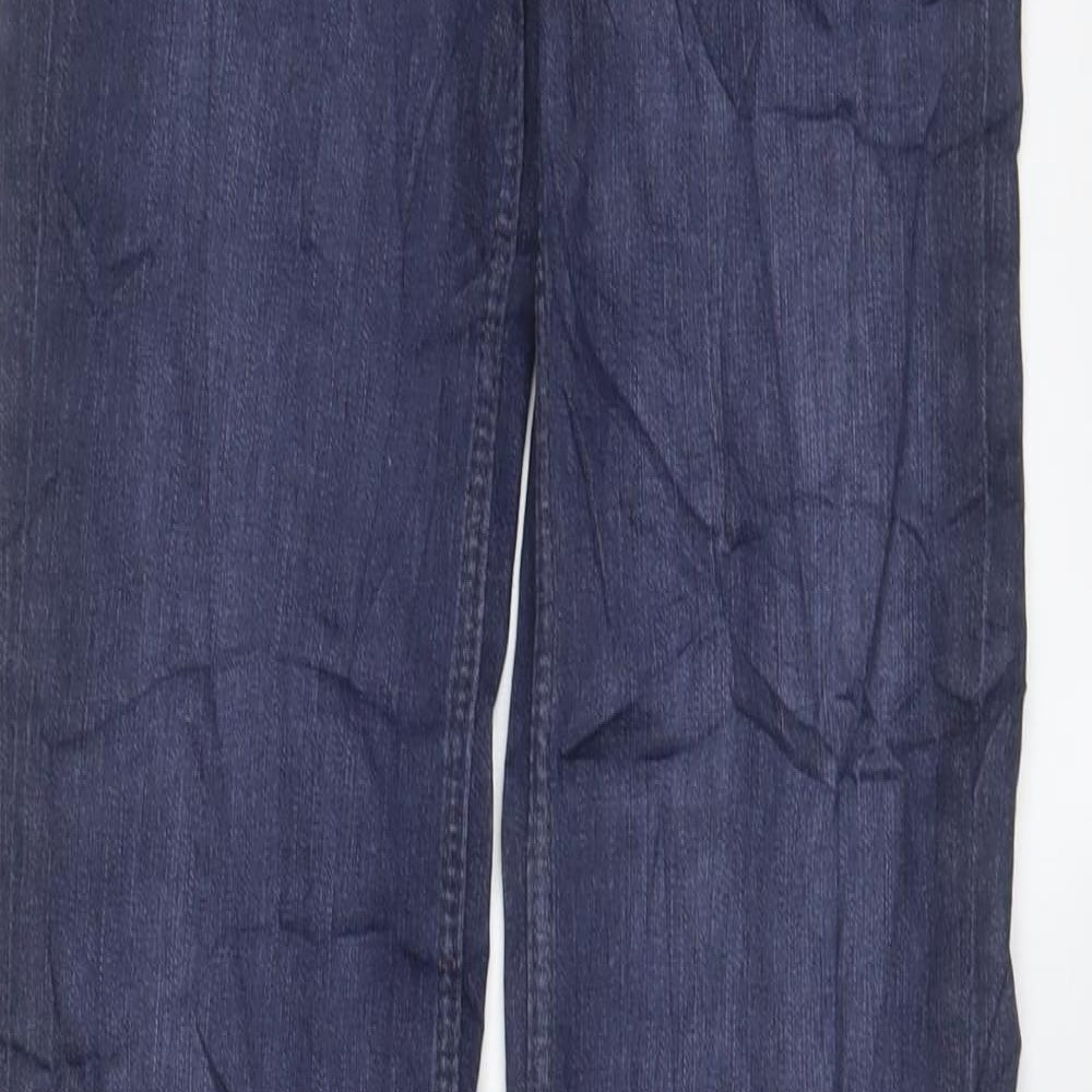 Marks and Spencer Womens Blue Cotton Straight Jeans Size 6 L26 in Regular Zip