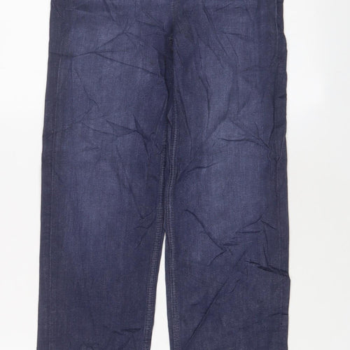 Marks and Spencer Womens Blue Cotton Straight Jeans Size 6 L25 in Regular Zip
