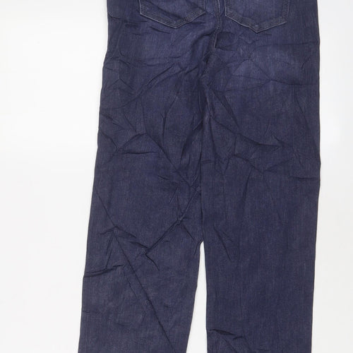 Marks and Spencer Womens Blue Cotton Straight Jeans Size 6 L25 in Regular Zip