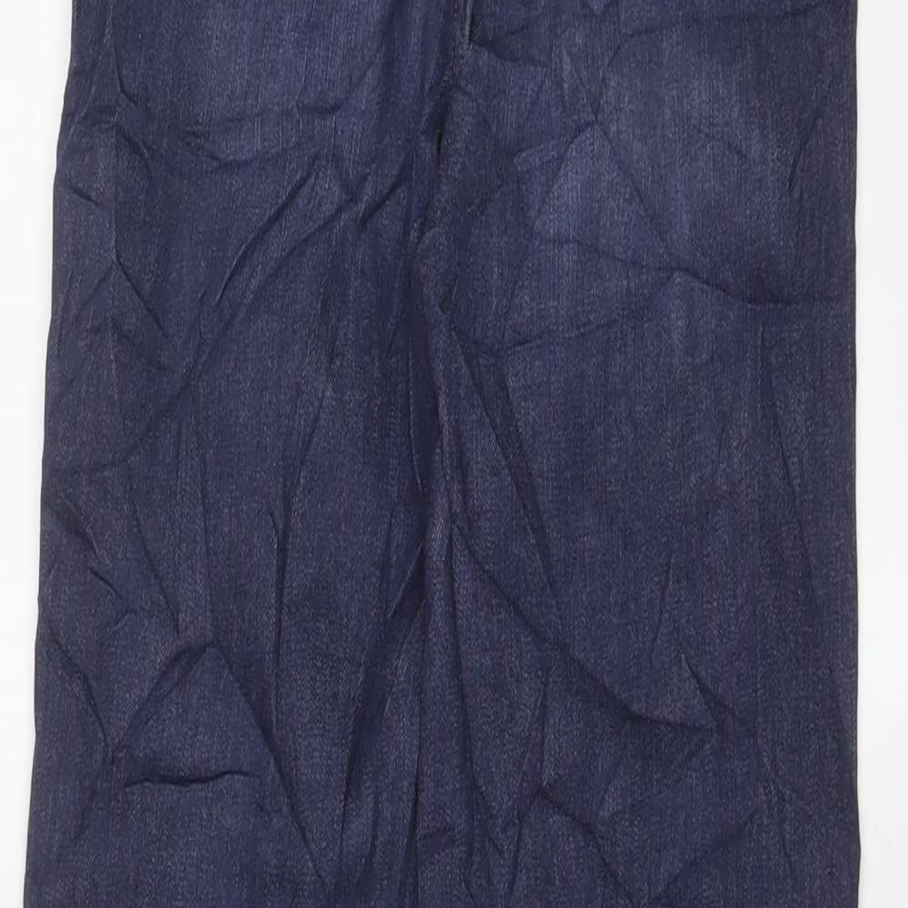 Marks and Spencer Womens Blue Cotton Straight Jeans Size 6 L25 in Regular Zip