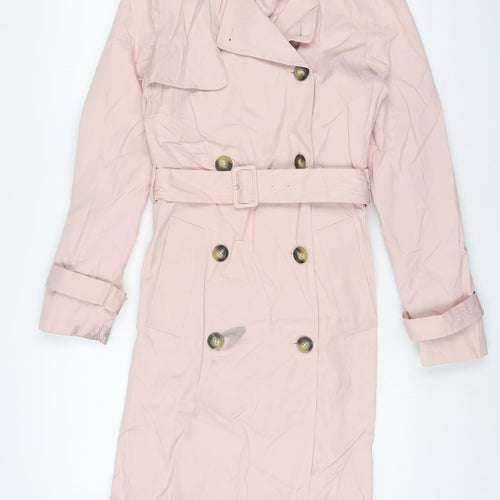 Marks and Spencer Womens Pink Overcoat Coat Size 6 Button - Belted