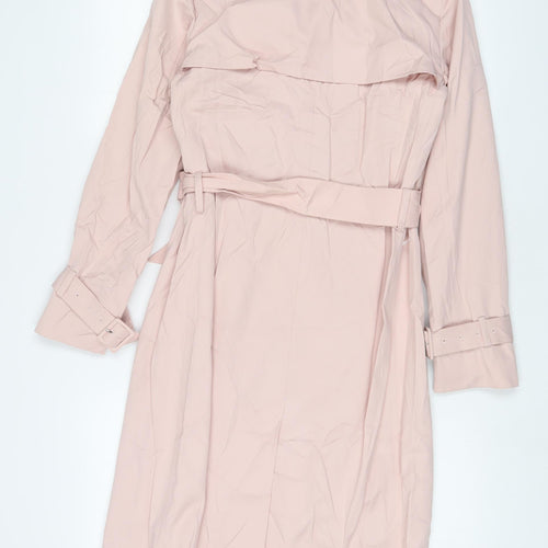 Marks and Spencer Womens Pink Overcoat Coat Size 6 Button - Belted